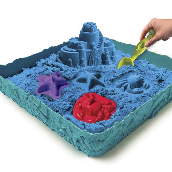Набор песка для детского творчества - Kinetic Sand Замок Из Песка (голубой, 454 г, формочки, лоток) 71402B