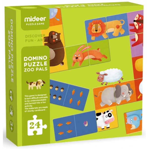 Детское двухстороннее домино- Животные, 24 части Mideer MD3044