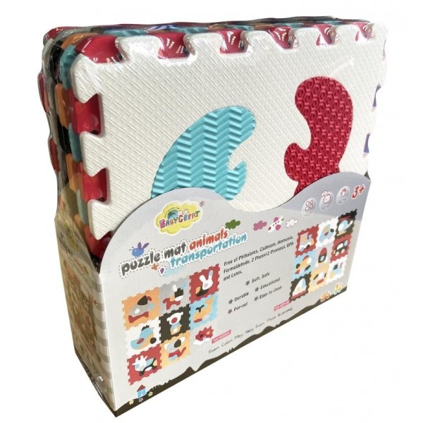 Детский развивающий игровой коврик-пазл Baby Great "Любимые животные", 92х92 см GB-M2006