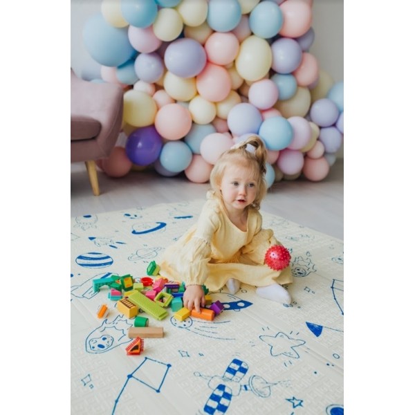Детский двусторонний складной коврик "Мир животных и Графический космос" Poppet PP004-200