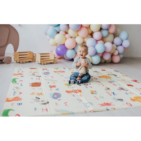 Детский двусторонний складной коврик "Мир животных и Графический космос" Poppet PP004-200