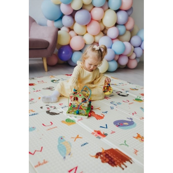 Детский двусторонний складной коврик "Мир животных и Графический космос" Poppet PP004-200