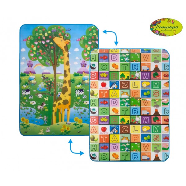 Детский двухсторонний коврик "Большая жирафа и Красочная азбука", 120х180 см LP012-120