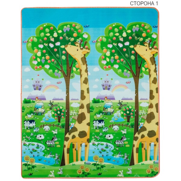 Детский двусторонний термоковрик Limpopo Большая жирафа и Красочная азбука 150х180 см LP018-150