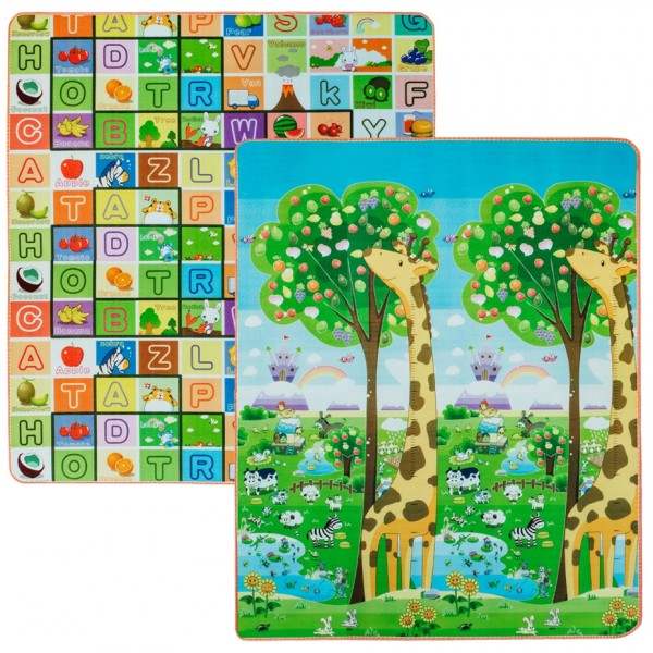 Детский двусторонний термоковрик Limpopo Большая жирафа и Красочная азбука 150х180 см LP018-150