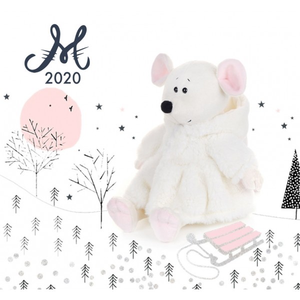 Мышка Рафаэлла в белой шубке, 21 см MT-MRT021922-21 Maxi Toys