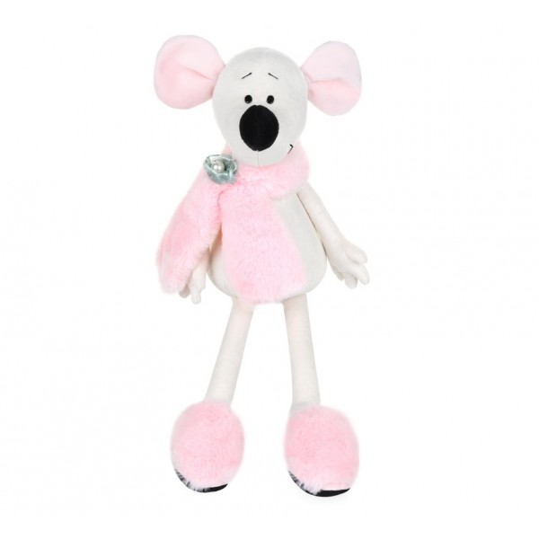 Мышка Носатик в меховом шарфике и тапочках, 23 см MT-MRT021926-23 Maxi Toys