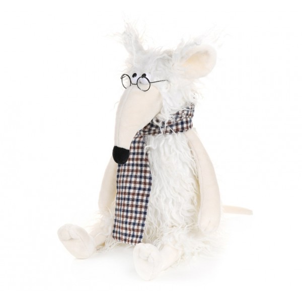 Мышонок Пушистик с шарфом в клеточку, 28 см MT-MRT021929-28 Maxi Toys