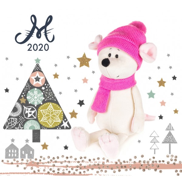 Мышка Пинки с шарфом и шарфиком, 28 см MT-MRT021917-28 Maxi Toys