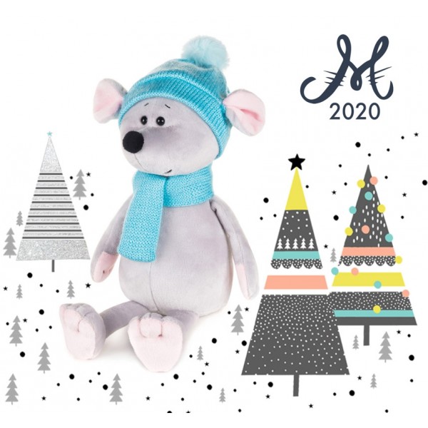 Мышонок Блу с шарфом и шапкой, 28 см MT-MRT021919-28 Maxi Toys