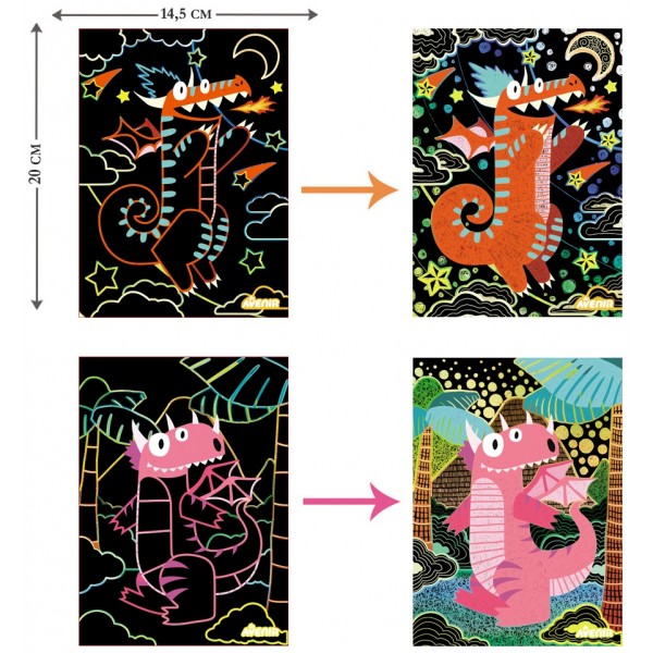 Набор для творчества, скретч-арт Avenir "Волшебные драконы", 4 раскраски CH1544