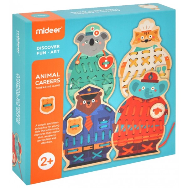Детская игра-шнуровка Mideer - Животные, 8 частей MD3085