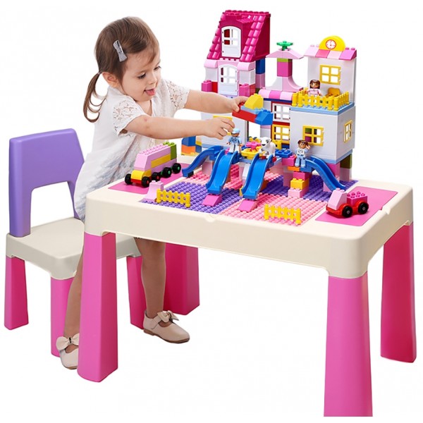 Детский многофункциональный столик Poppet Колор Пинк 5 в 1 и стульчик PP-002P