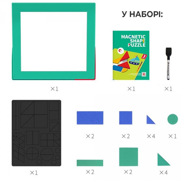 Магнитная игра-танграм "Формы", с маркером для рисования, 46 элементов TP307 TOI