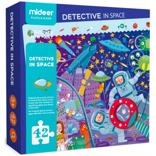 Пазл-детектив с увеличительным стеклом - Космос, 42 части Mideer MD3007