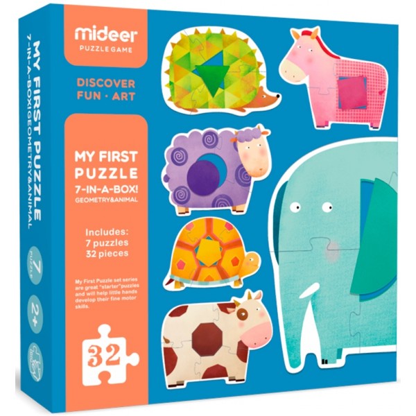 Пазл-игра Геометрические фигуры и животные, 32 части Mideer MD3022