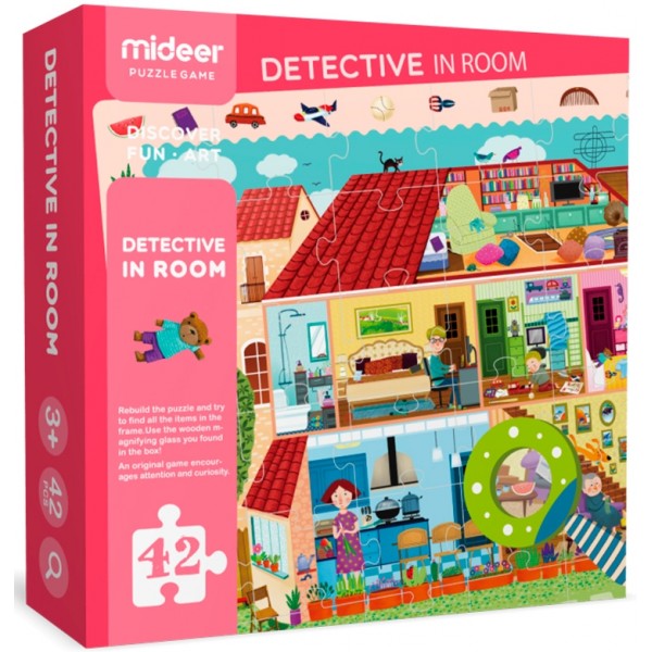 Пазл-детектив с увеличительным стеклом Дом, 42 части Mideer MD3008