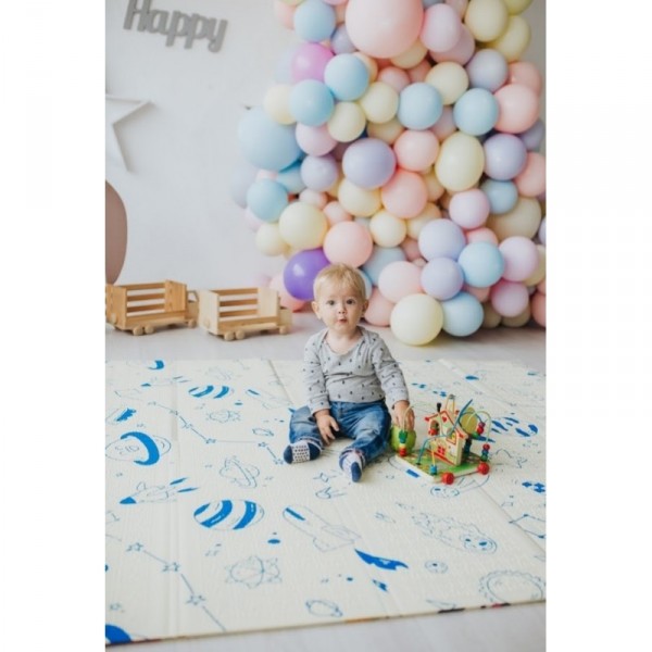 Детский двусторонний складной коврик "Мир животных и Графический космос" Poppet PP004-150