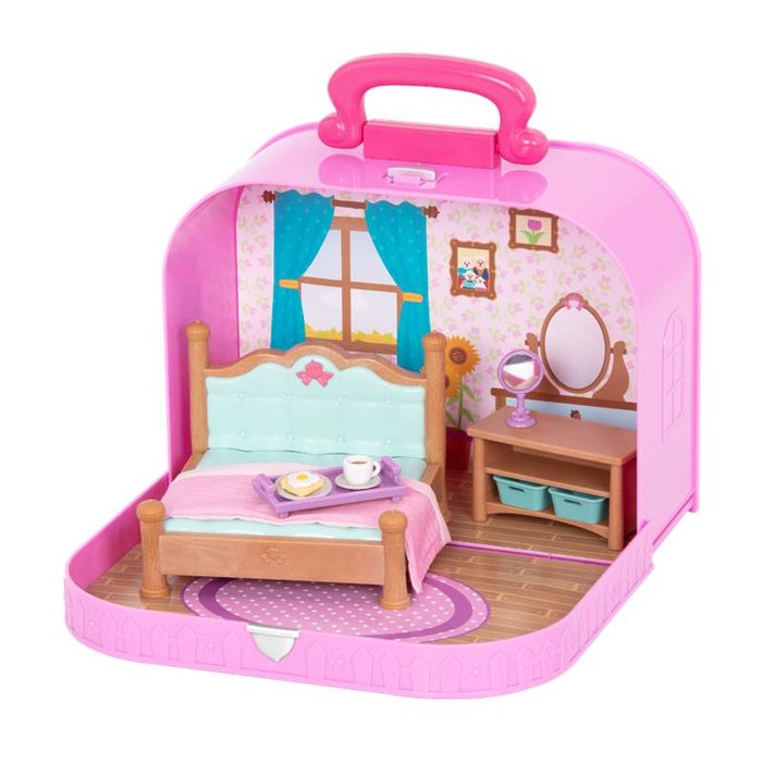 Игровой набор Lil Woodzeez Кейс фиолетовый (Спальня) с аксессуарами WZ6598Z