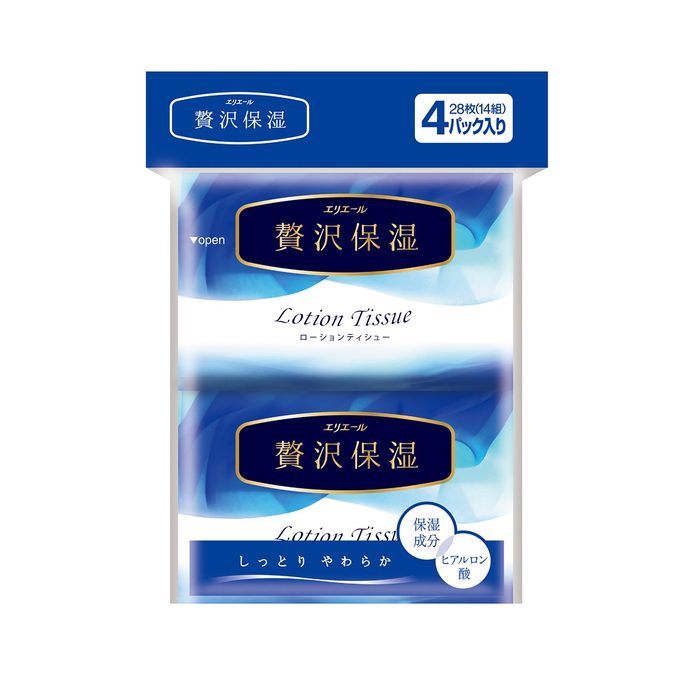 Платочки бумажн.экстрауспокаивающие elleair PREMIUM LOTION с глиц.,колл.,гиал.кисл.(4 карм.уп*14 шт) 713442