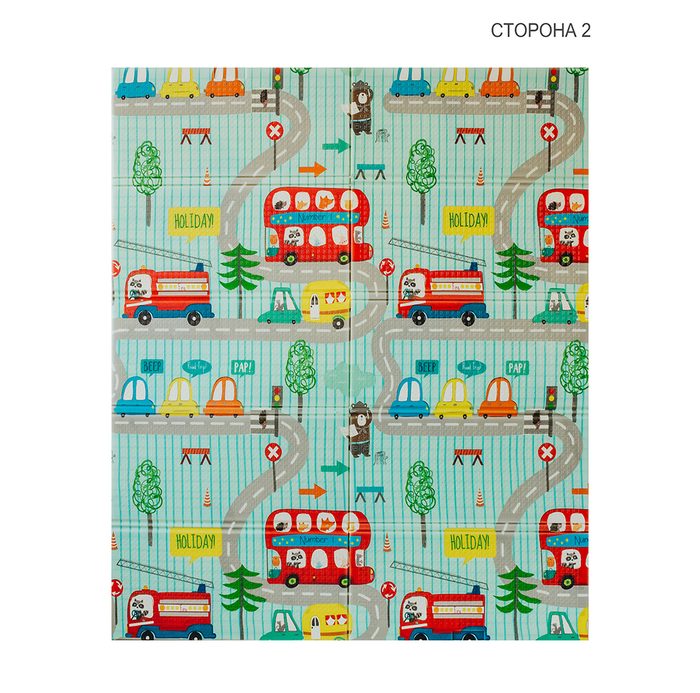 Детский двусторонний складной коврик "Транспорт и Зоолетчики" Poppet PP005-150